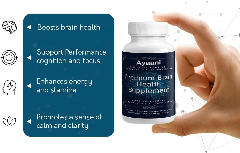 Ayaani Brain Health Supplement - 60 Vegan Capsules - Cognitive Enhancement Formula - Memory, Focus & Mental Clarity Support - Ayaani