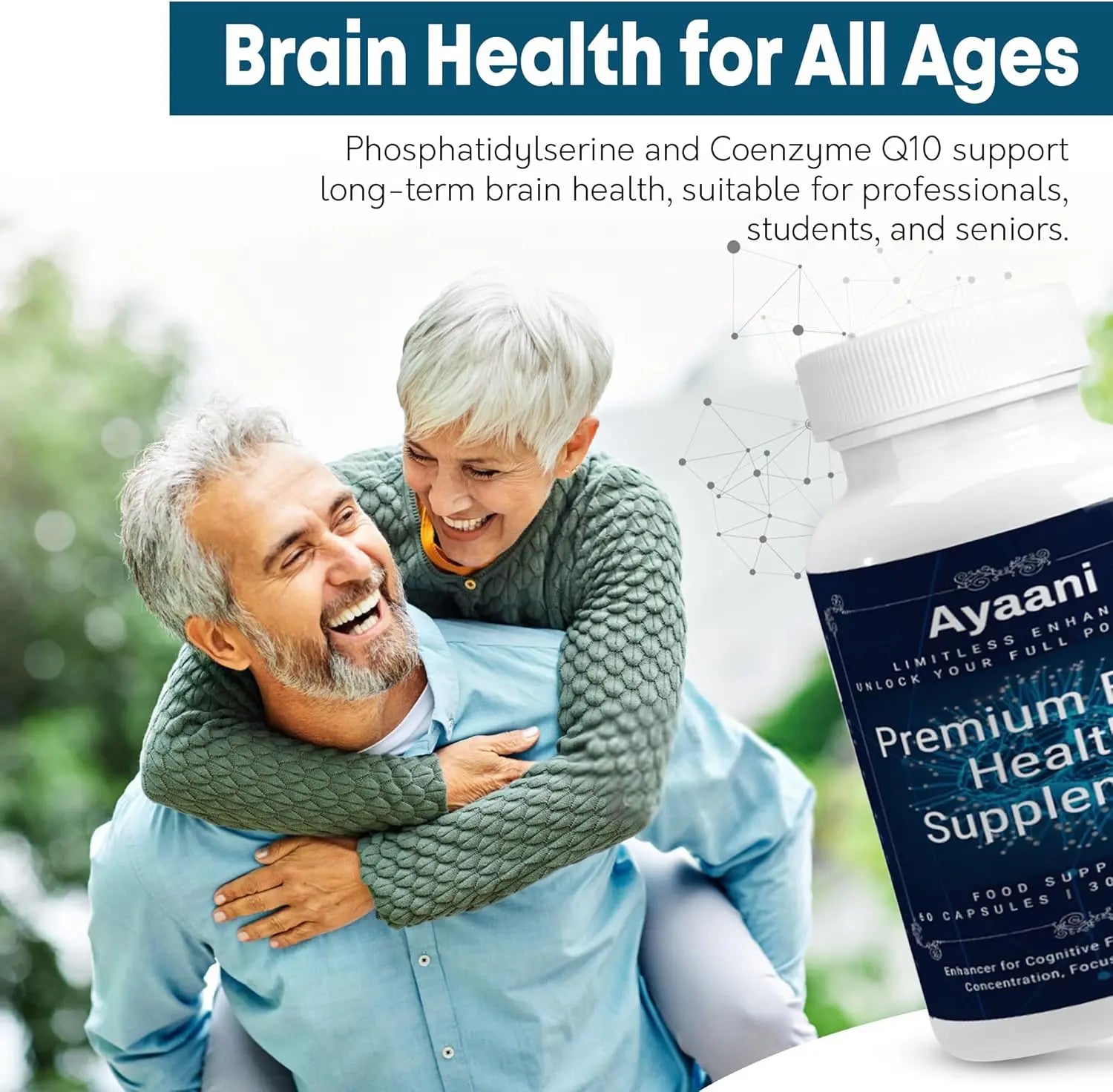 Ayaani Brain Health Supplement - 60 Vegan Capsules - Cognitive Enhancement Formula - Memory, Focus & Mental Clarity Support - Ayaani
