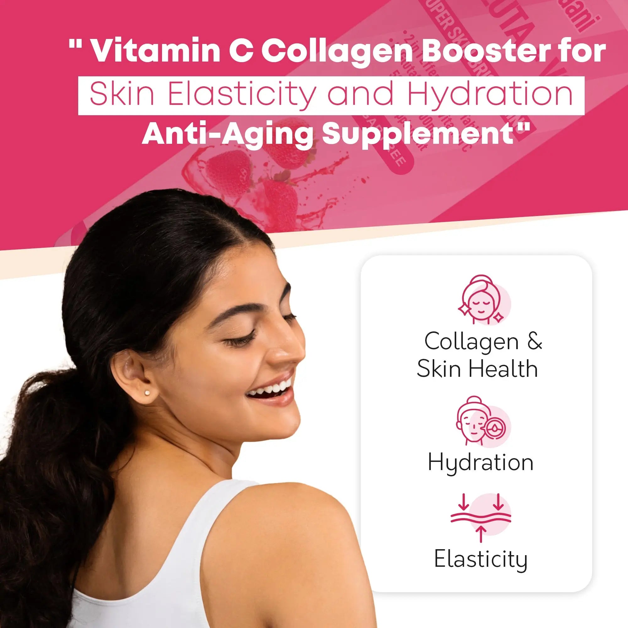 Glutathione 500mg with Vitamin C 500mg - Skin Brightening Effervescent Tablets - Strawberry Flavour - 20 Tablets - Enhanced Absorption - Ayaani