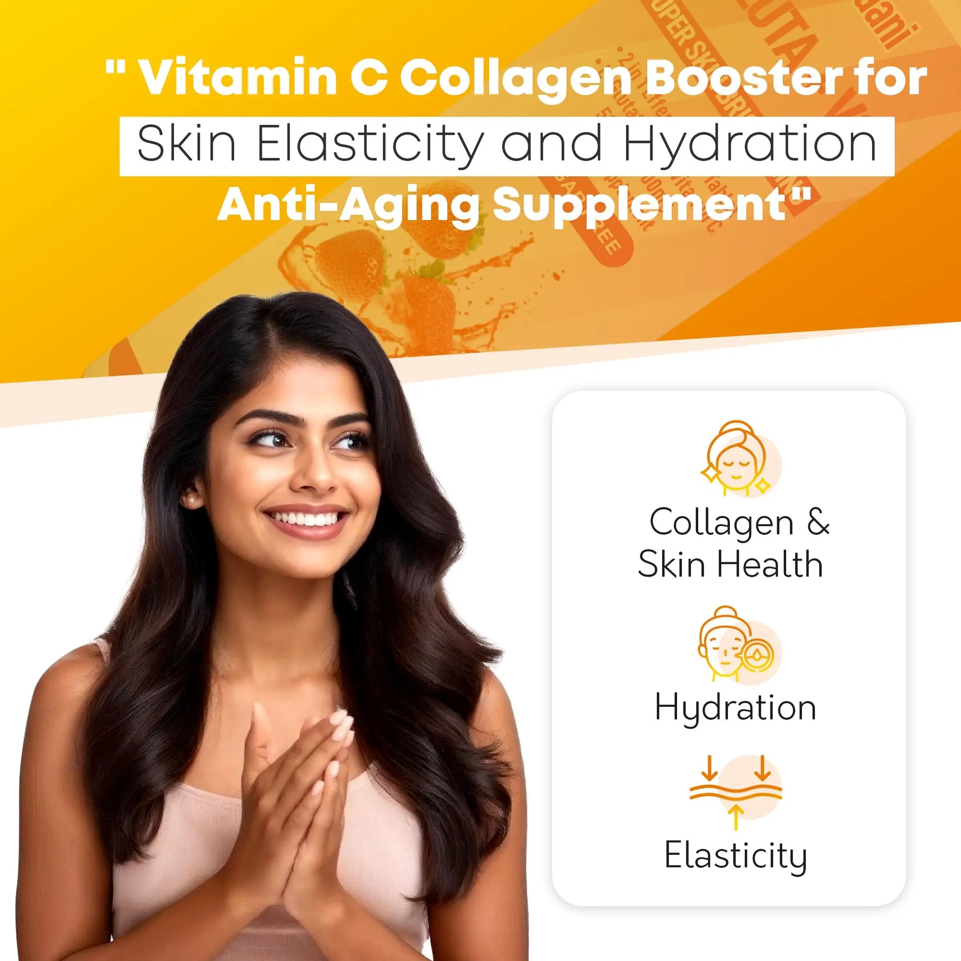 Glutathione 500mg with Vitamin C 500mg - Skin Brightening Effervescent Tablets - Orange Flavour - 20 Tablets - Enhanced Absorption - Ayaani