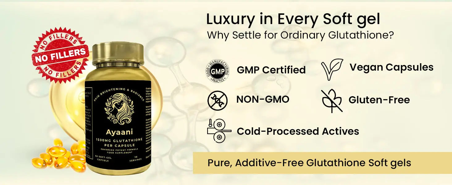 Ayaani Glutathione 1500mg - Premium Skin Brightening Supplement - 60 Vegan Capsules - Maximum Strength Formula - Ayaani
