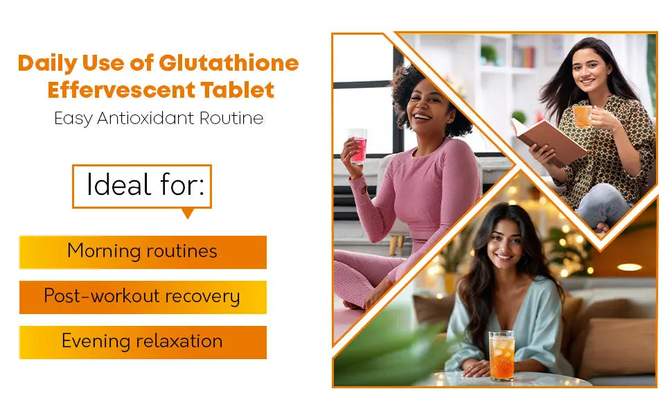 Glutathione 500mg with Vitamin C 500mg - Skin Brightening Effervescent Tablets - Orange Flavour - 20 Tablets - Enhanced Absorption - Ayaani