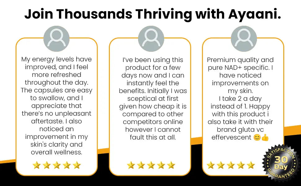 Ayaani Pure Liposomal NAD+ Supplements 1200mg - 80 Capsules - With Resveratrol 300mg - Anti-Ageing & Energy Support - Ayaani