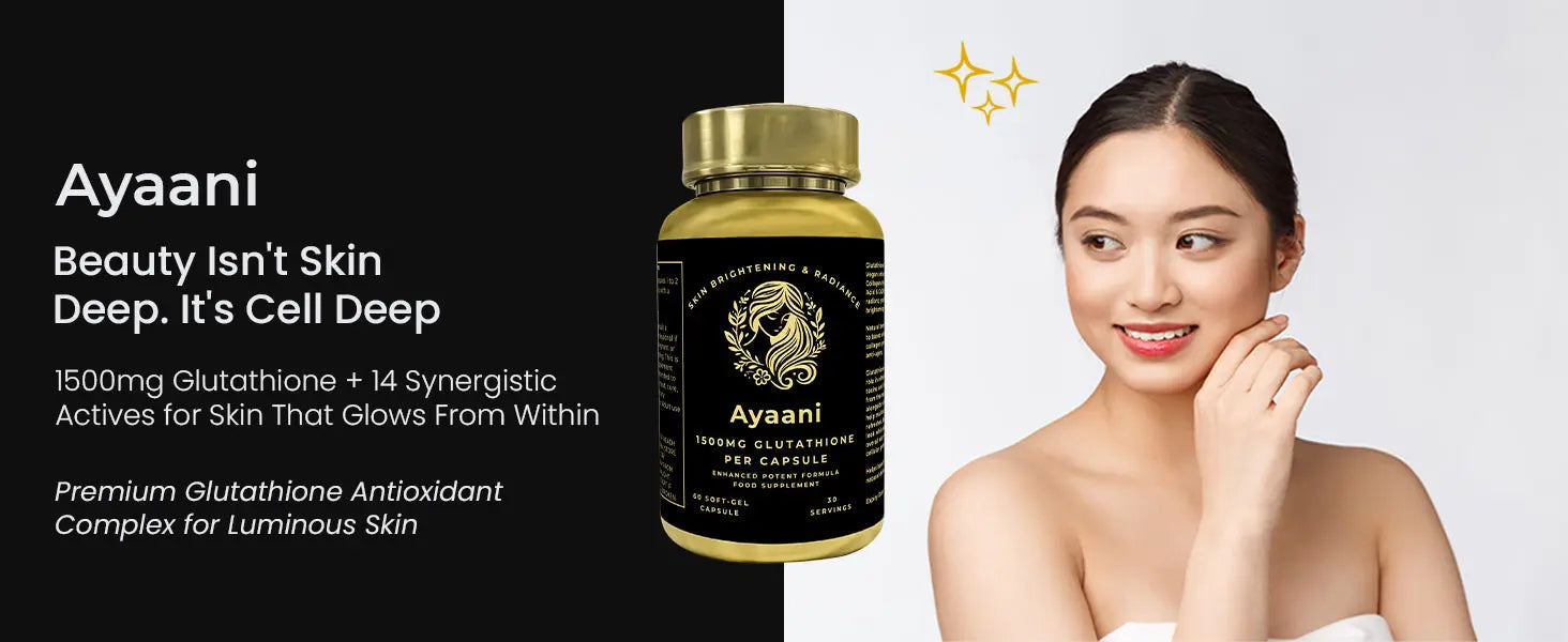 Ayaani Glutathione 1500mg - Premium Skin Brightening Supplement - 60 Vegan Capsules - Maximum Strength Formula - Ayaani