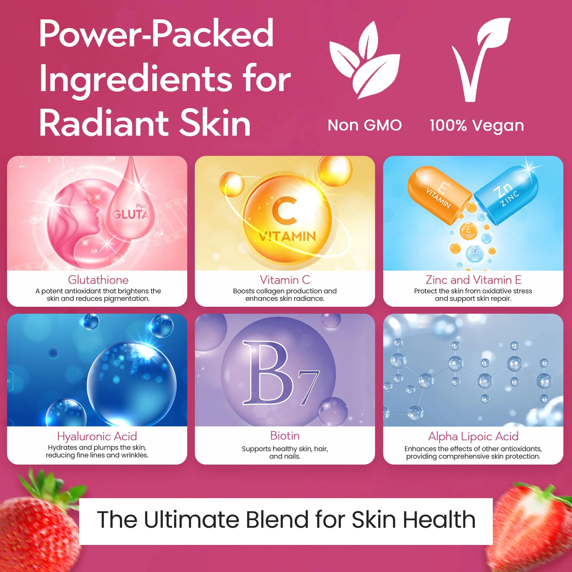 Ayaani Glutathione Glow+ 1200mg - Effervescent Beauty Supplement - Skin Brightening Formula - 20 Tablets - Strawberry Flavour - Ayaani