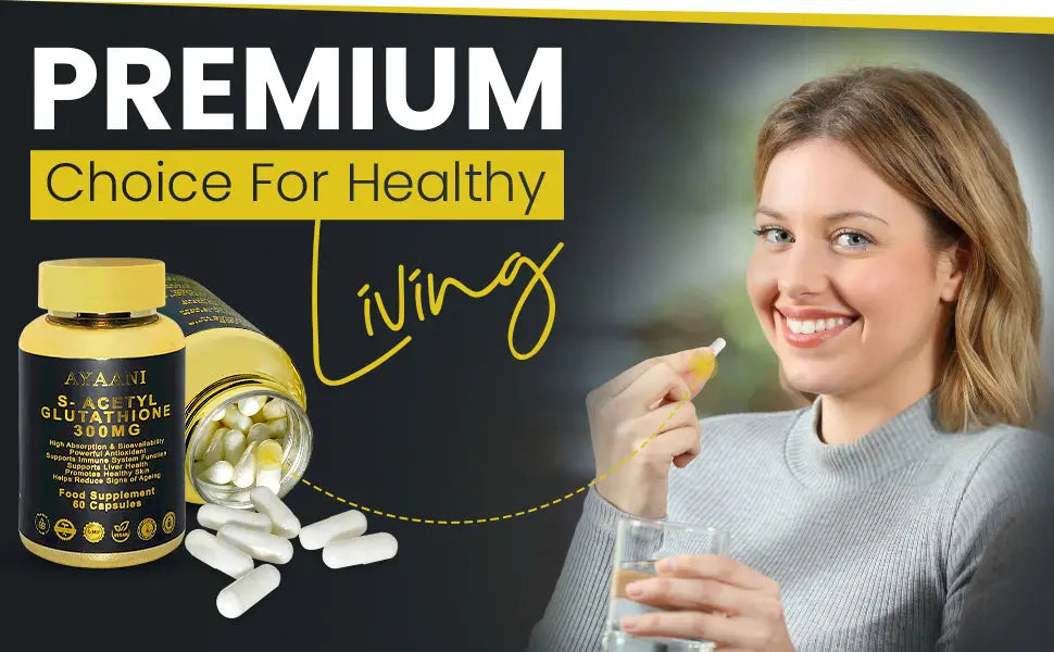 S-Acetyl Glutathione 300mg - Advanced Skin Brightening Supplement - 60 Capsules - Enhanced Absorption Formula - Developed in UK - Ayaani