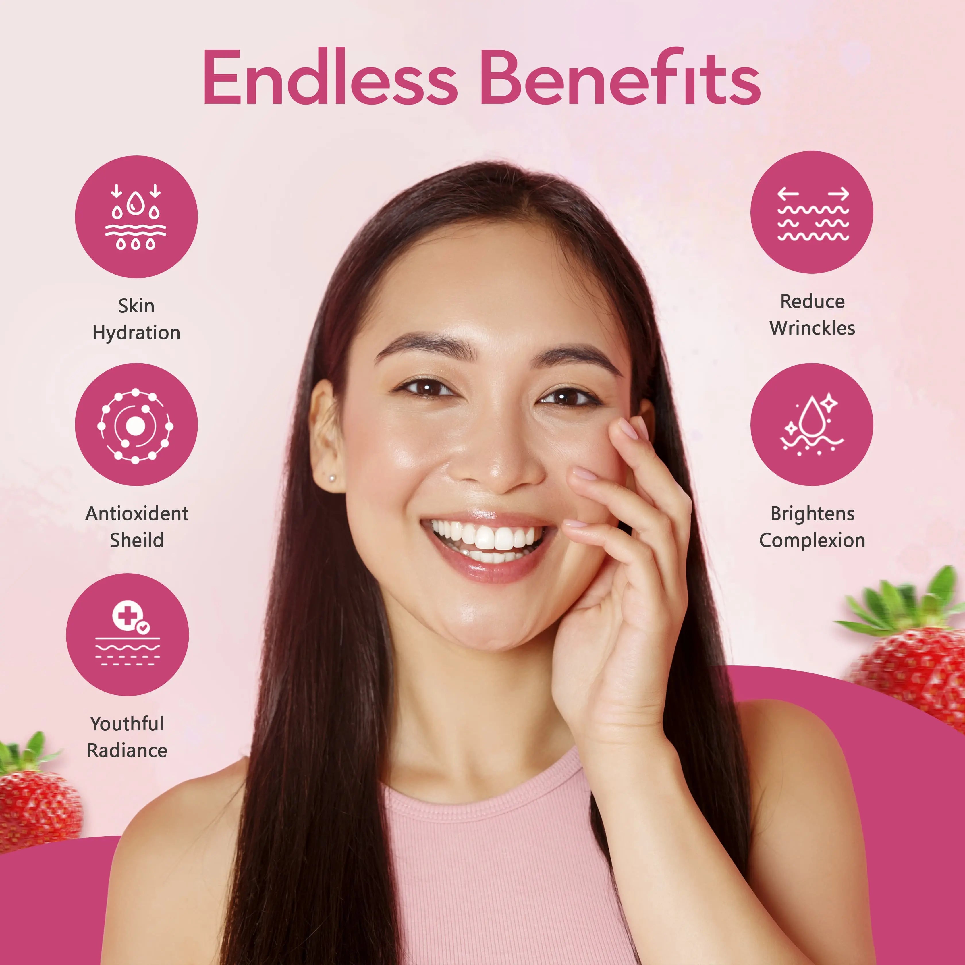 Ayaani Glutathione Glow+ 1200mg - Effervescent Beauty Supplement - Skin Brightening Formula - 20 Tablets - Strawberry Flavour - Ayaani